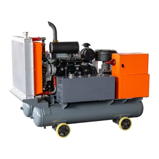 China Factory Oil Lubrication Portable Small Diesel Mobile Screw Compressor with Air Cooling System for Spraying Drilling Blasting Outdoor Work